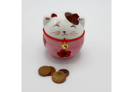 Plutus kočička pokladnička - keramická, ručně malovaná, červená 11 cm