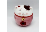 Plutus kočička pokladnička - keramická, ručně malovaná, červená 11 cm